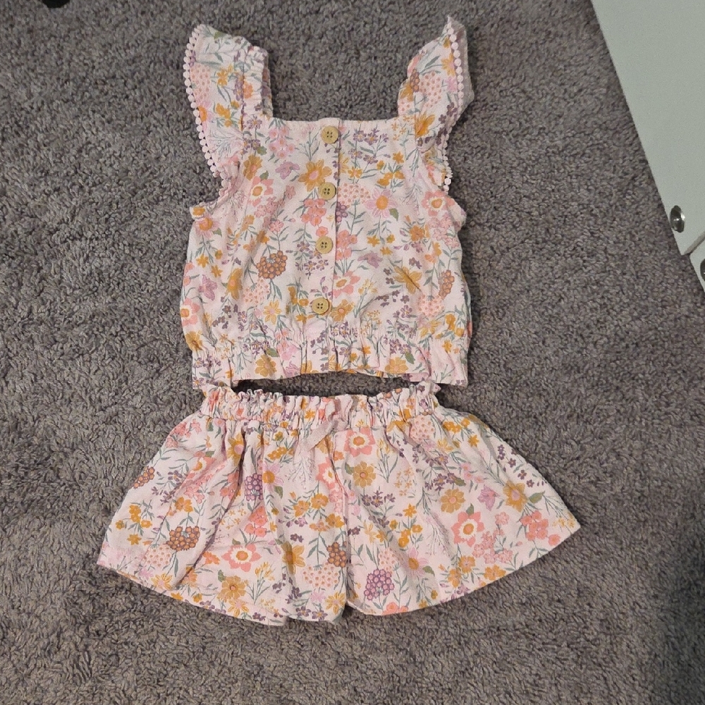 Kids Headquarters Pastel Floral Buttoned Top